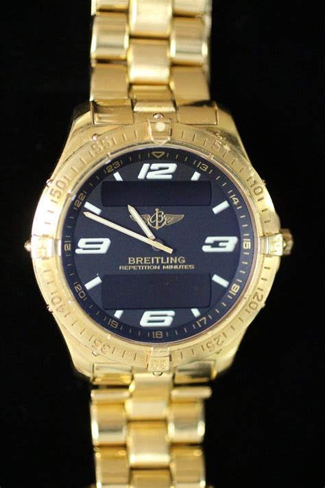 breitling aerospace bracelet gold plated or solid gold|breitling aerospace chronometer.